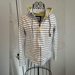 Boden 100% COTTON Gray and White Striped Women's Hoodie